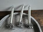 3 vintage kaarsjes op knijper zilver, *, Gebruikt, *, Ophalen of Verzenden