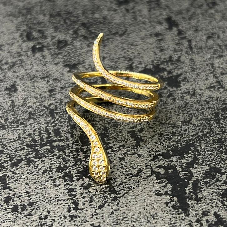 18 karaat gouden slang ring, Sieraden, Tassen en Uiterlijk, Ringen, Nieuw, Dame, Goud, Ophalen of Verzenden