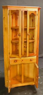 Mooi grenen hoekvitrinekastje van Jeantique, Ophalen, Gebruikt, Glas, 50 tot 100 cm