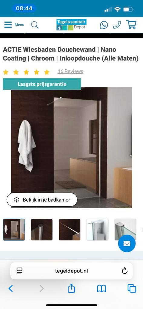 Douchewand Wiesbaden - Nano Coating - Inloopdouche, Huis en Inrichting, Badkamer | Badkamermeubels, Nieuw, Overige typen, 200 cm of meer