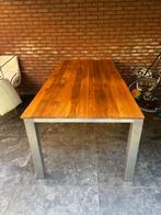 Tafel 220x100, kersenhout/ rvs (ophalen Hilversum), Ophalen, Gebruikt, 200 cm of meer, Vijf personen of meer