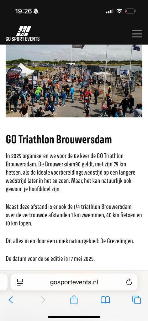 Go Triathlon Brouwersdam 1/4triathlon serie 2,  17 mei 10uur, Tickets en Kaartjes, Recreatie | Pretparken en Attractieparken, Eén persoon