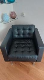 Fauteuil Karlstad Ikea zwart leer, Ophalen, Eenpersoons, Zo goed als nieuw, Minder dan 150 cm