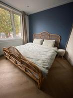 Rotan Bed 180x200 (2 jaar oud), Ophalen, Overige materialen, Beige, Tweepersoons
