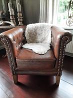 Leren fauteuil stoel stoeltje gecapitoneerd stoer, Ophalen, Gebruikt, 75 tot 100 cm, 50 tot 75 cm