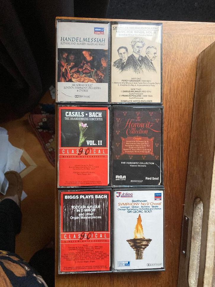 6 cassettebandjes met klassieke muziek, Cd's en Dvd's, Cassettebandjes, Gebruikt, Voorbespeeld, Klassiek, 2 t/m 25 bandjes, Ophalen of Verzenden