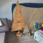 Houten kerstboom + mini kerstboom met lampjes, Diversen, Kerst, Ophalen of Verzenden, Zo goed als nieuw
