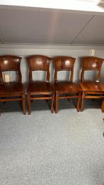Vier Mahonie houten stoelen, bruin, Antiek en Kunst, Ophalen