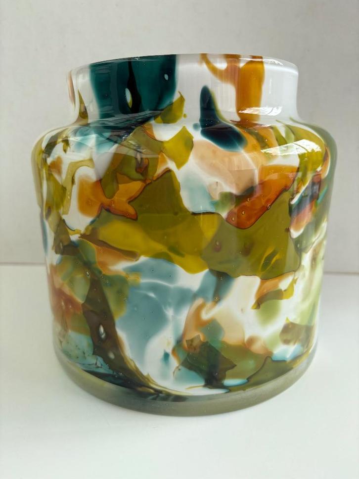 VAAS ORGANIC MIXED COLOR EN VAASJE MET VOGELS, Huis en Inrichting, Woonaccessoires | Vazen, Zo goed als nieuw, Overige kleuren