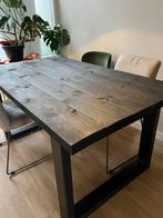 Mooie eettafel zwart hout/staal 160x90, Huis en Inrichting, Tafels | Eettafels, Ophalen, 50 tot 100 cm, Zo goed als nieuw, Vier personen