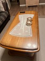 Eiken salontafel met glasplaat, 100 tot 150 cm, Minder dan 50 cm, Rechthoekig, 50 tot 100 cm