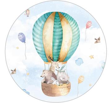 Behangcirkel Luchtballon met dieren, baby, kind, muursticker beschikbaar voor biedingen