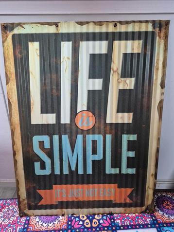 Decoratief Metalen Bord - Life is Simple beschikbaar voor biedingen