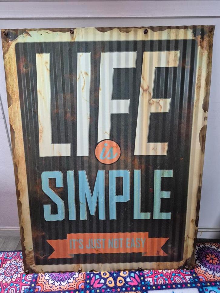 Decoratief Metalen Bord - Life is Simple, Huis en Inrichting, Woonaccessoires | Wanddecoraties, Ophalen