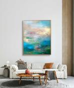 Abstract landschap met structuur en goud – 70x90 cm, Ophalen