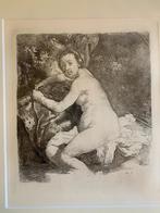 Ets naar Rembrandt - vrouwelijk naakt, Antiek en Kunst, Kunst | Etsen en Gravures, Ophalen of Verzenden