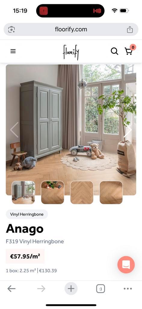 Floorify Anago pvc - bijna compleet, Huis en Inrichting, Stoffering | Vloerbedekking, Nieuw, Laminaat, Bruin, minder dan 10 m²