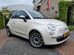 Fiat 500C 0.9 85pk Turbo Twinair 2012 parelmoer wit, Auto's, Euro 5, Beige, Cabriolet, Leder en Stof