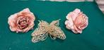 kunst vlinder en rozen, Ophalen of Verzenden