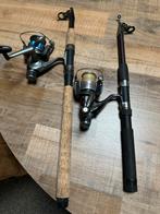 2 telescoop spinhengels met molen, Watersport en Boten, Ophalen, Gebruikt, Complete set