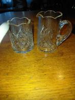 oud glazen kristallen waaier motief suiker / melk stelletje, Ophalen of Verzenden