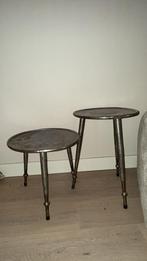 Zilveren bijzettafels riviera maison, Huis en Inrichting, Tafels | Bijzettafels, Minder dan 55 cm, Rond, Zo goed als nieuw, Ophalen