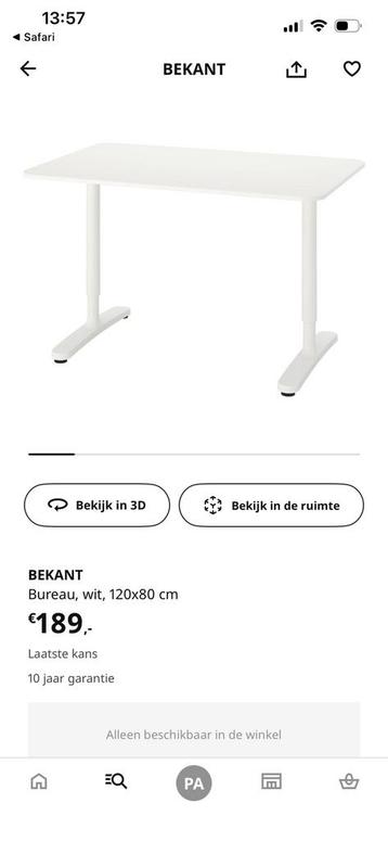 Bekant bureau (IKEA) 120x80cm - afbeelding 2