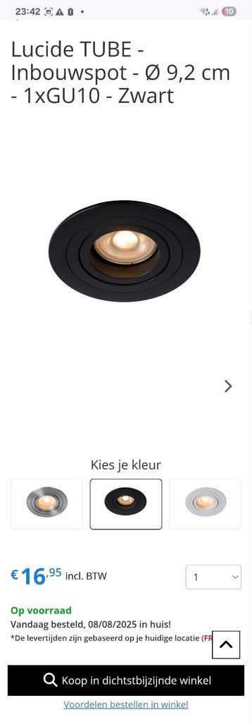 Lucide Tube mat zwarte inbouw plafondspots 3x beschikbaar voor biedingen