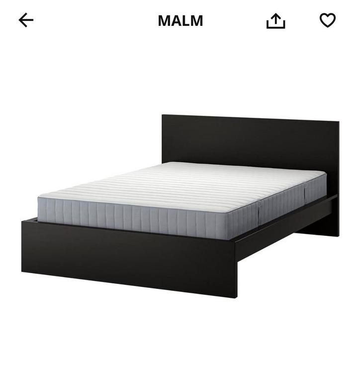 Malm bed IKEA, Huis en Inrichting, Slaapkamer | Boxsprings, Zo goed als nieuw, 180 cm, 200 cm, Tweepersoons, Zwart, Ophalen