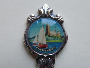 Verzilverd lepeltje Vinkeveen zeilboot en kerk fotoplaatje beschikbaar voor biedingen