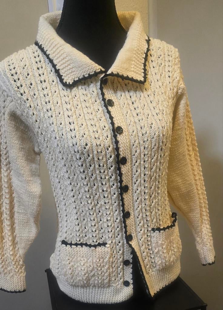 Handgebreide wollen trui, Kleding | Dames, Truien en Vesten, Maat 38/40 (M), Wit, Ophalen of Verzenden, Zo goed als nieuw