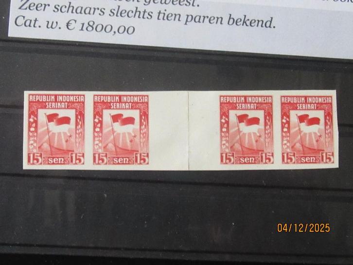Nico Indonesie Proef 40a in strip van vier, Postzegels en Munten, Postzegels | Volle albums en Verzamelingen, Buitenland, Ophalen of Verzenden