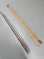 2 klassieke bamboe hengels 4m en 5 m  maar zie beschrijving, Gebruikt, Ophalen of Verzenden, Vaste hengel