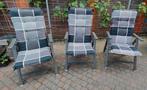 Tuinstoel/ standen stoel 3 stuks (textileen) met kussens, Tuin en Terras, Ophalen, Gebruikt, Textileen, Verstelbaar