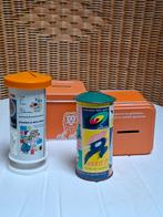 Vintage spaarpotten Rijkspostspaarbank, Verzamelen, Spaarpotten, Ophalen of Verzenden, Gebruikt, Metaal of Blik, Overige thema's