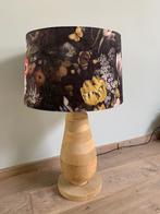 Tafellamp velours kap met massief houten poot, Ophalen, Zo goed als nieuw, Minder dan 50 cm