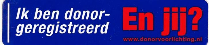Sticker donorcodicil (5) - Ik ben donorgeregistreerd, Verzamelen, Stickers, Zo goed als nieuw, Overige typen, Verzenden