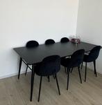 Eettafel+stoelen zwart, Ophalen of Verzenden, Rechthoekig, 200 cm of meer, 50 tot 100 cm