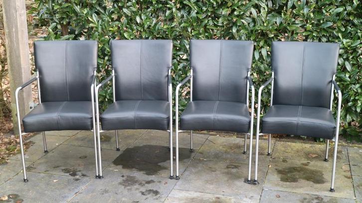 Bert Plantagie leren stoelen., Huis en Inrichting, Stoelen, Zo goed als nieuw, Vier, Leer, Zwart, Ophalen of Verzenden