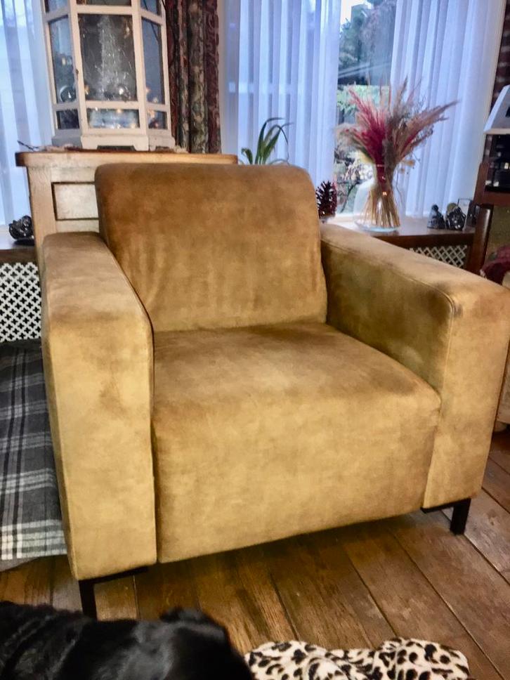 Alpha HR Gold fauteuil Pronto wonen, Huis en Inrichting, Fauteuils, Gebruikt, Stof, 75 tot 100 cm, 75 tot 100 cm, Ophalen