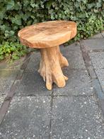 Bijzettafeltje krukje design teak mushroom boomstam 40 cm, Ophalen of Verzenden, Hout