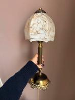 Vintage Tafellamp met Glazen Kap, Antiek en Kunst, Antiek | Lampen, Ophalen of Verzenden