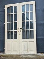 Antieke dubbele suite deuren, facet glas, panelen hout deur., Doe-het-zelf en Verbouw, Deuren en Horren, Glas, Binnendeur, Ophalen of Verzenden