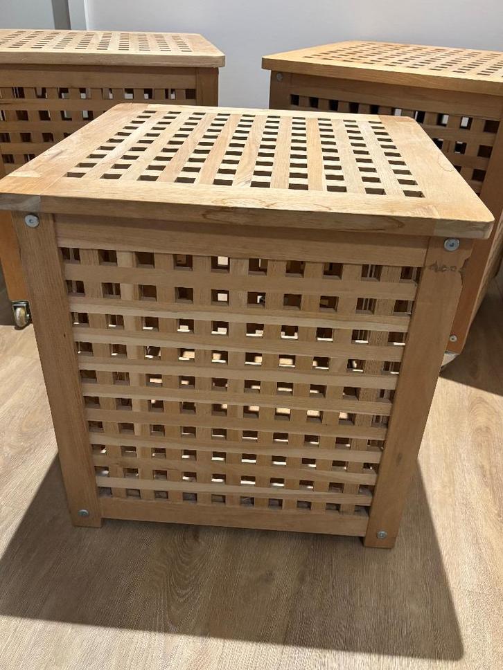 IKEA HOL tafeltje en opbergkist (3 stuks), Huis en Inrichting, Woonaccessoires | Kisten, Gebruikt, 50 tot 75 cm, 50 tot 75 cm