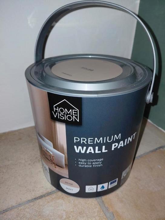2,5 liter Home vision premium wall paint muurverf: beige, Doe-het-zelf en Verbouw, Verf, Beits en Lak, Nieuw, Beige, Ophalen of Verzenden