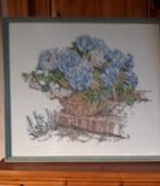 Geborduurd schilderij Hortensia's, Ophalen, Zo goed als nieuw, Overige typen