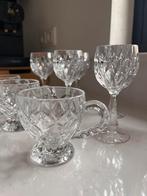 6 vintage wijnglazen + 6 kopjes – geslepen, Antiek en Kunst, Ophalen of Verzenden
