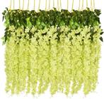 12x Groene Wisteria Kunst Hangplant Kunstplant Wijnstok, Huis en Inrichting, Woonaccessoires | Kunstplanten en Kunstbloemen, Verzenden