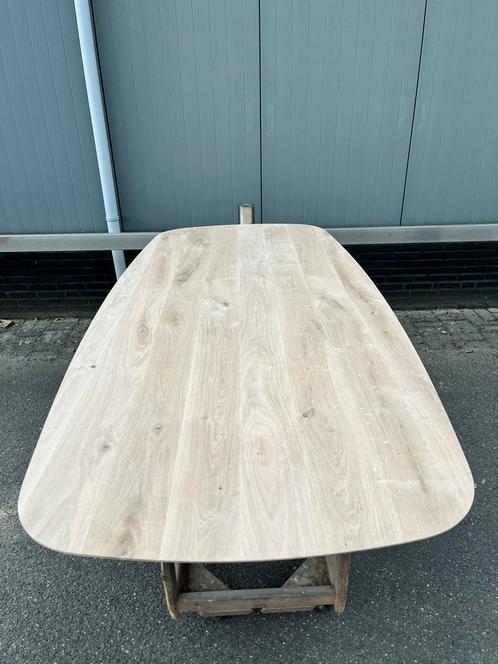 Deens ovale eettafel 240x110x3 verjongd eiken rustiek, Huis en Inrichting, Tafels | Eettafels, Nieuw, 100 tot 150 cm, 200 cm of meer