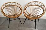 Twee vintage, midcentury Rohé rotan stoelen, retro, Verzamelen, Ophalen, Huis en Inrichting